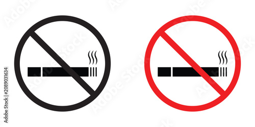 No Smoking Icon. Cigarette Prohibition Symbol with Red Warning Sign, Vector Illustration for Health, Safety, Public Signage, Web, UI, and Print Design