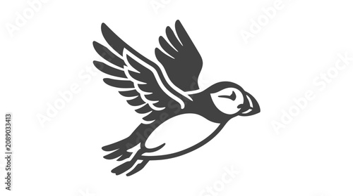 Tableau sur toile Flying Puffin Bird in Flight.