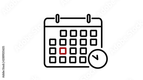 Calendar Reminder Animation Icon Video – Event Notification Outline Icon Loop