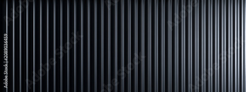 A dark grey, ribbed steel wall texture with vertical lines and a metallic sheen, reminiscent of modern architectural aluminum siding.