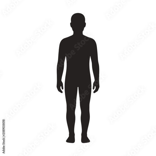 Schilderij op canvas Human silhouette, male figure, black icon, standing person, vector illustration