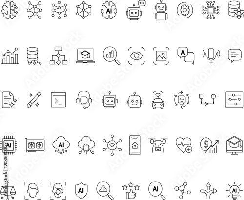 Best 50 Artificial Intelligence Technology Outline Vector Icons Collection
