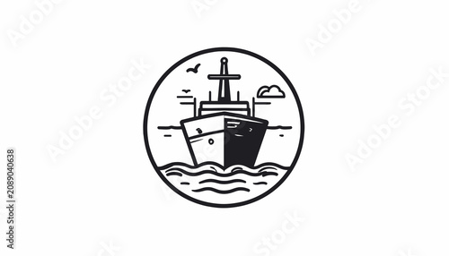 Fotografie Ship Sailing on the Ocean Water.