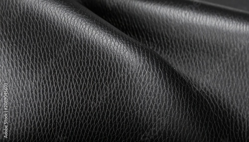 Black Leather Texture Closeup Background Material.