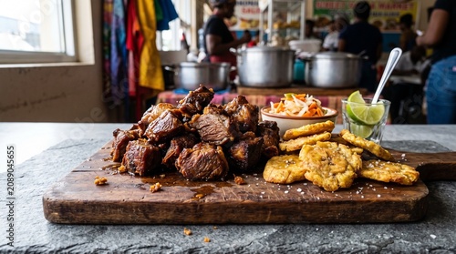 Classic Haitian Tassot Beef with Fried Plantains