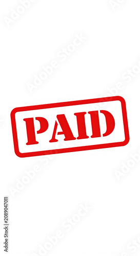 Red paid stamp on white background isolated on transparent background