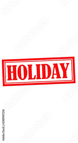 Red holiday stamp with white text isolated on transparent background