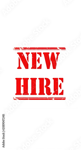 New hire sign with red cross and bold text isolated on transparent background