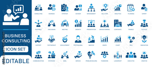 Quadro su tela Business consulting icon set