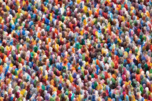 The Multicolored Crowd Seen from Above in a Vibrant Mosaic