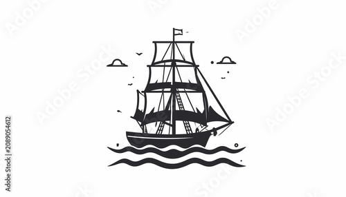 Canvastavla Sailing Ship on the Ocean Waves.