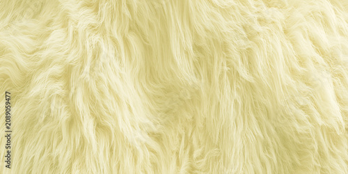 Fotografie Soft yellow fur texture background with wavy hair like strands closeup