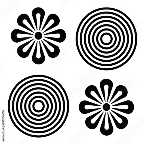 set of abstract flowers vector