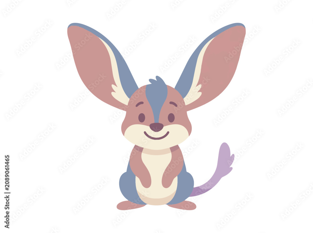 Fototapeta premium Cute Small Fennec Fox Character Illustration Featuring Large Ears and Friendly Expression for Children Storybook Design