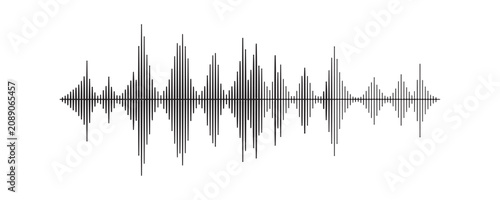 Black digital sound wave on transparent background for music player app ui design element isolated vector.