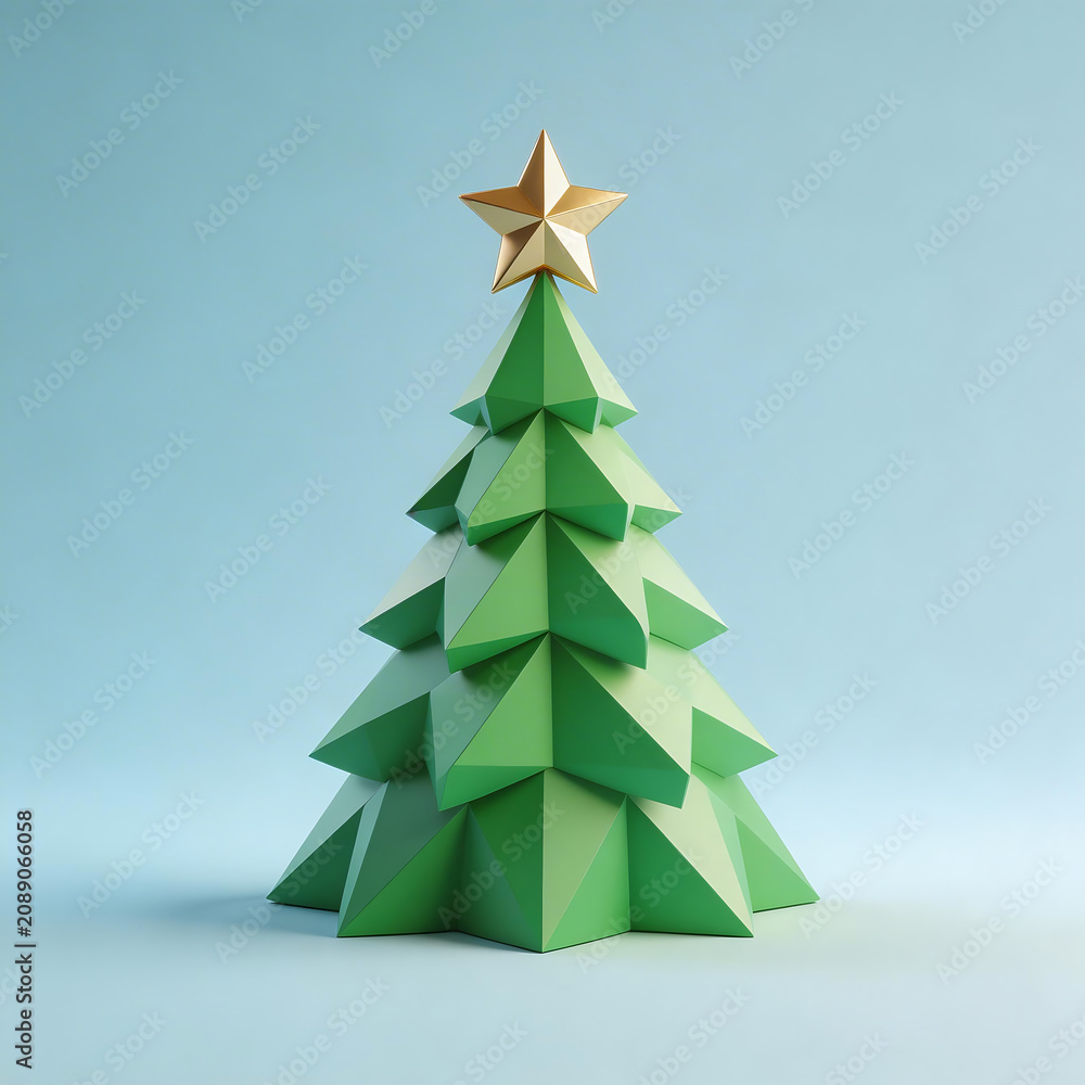 Obraz premium Geometric Christmas tree with star
