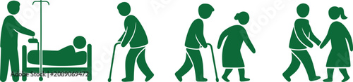 Foto Elderly people recovering and walking with support