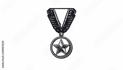 Konstfotografi Star shaped medal with ribbon.