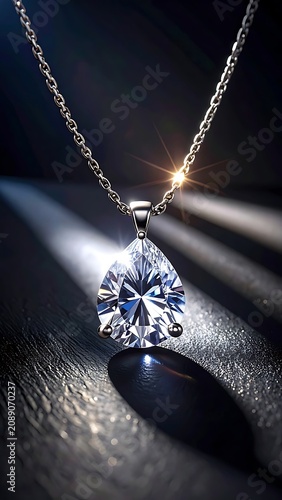 Sparkling Diamond Pendant on Chain.