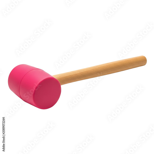 Photography Small pink rubber mallet with a wooden handle isolated on transparent background