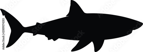 Silhouette vector illustration of a great white shark swimming for marine conservation and aquatic branding
