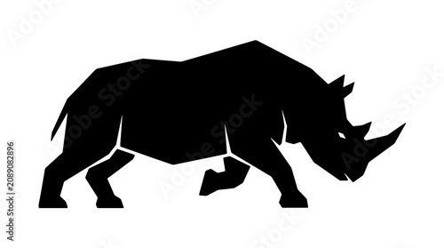 Foto Black rhinoceros silhouette, rhino icon, wildlife symbol, endangered animal