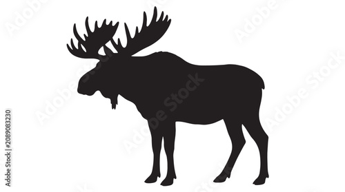 Moose silhouette, black moose icon, moose vector, animal illustration
