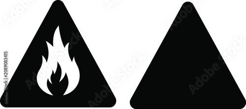 Fire icon vector warning sign flame triangle hazard symbol