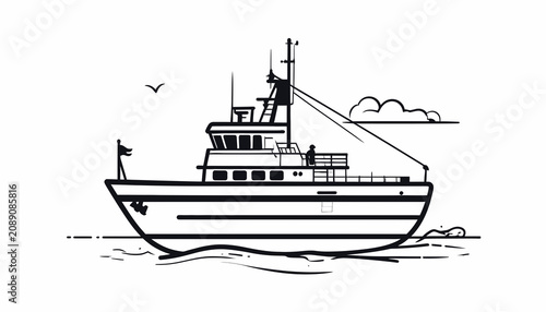 Cuadro en lienzo Large Boat Sailing On The Water.