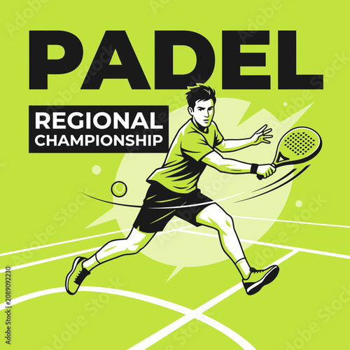 Dynamic Padel Player In Action At A Regional Championship Illustration
