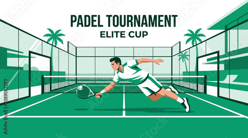 Dynamic Padel Player In Action At Elite Cup Tournament Summer Vibes