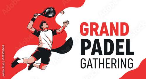 Dynamic Padel Player In Action During A Grand Gathering Event