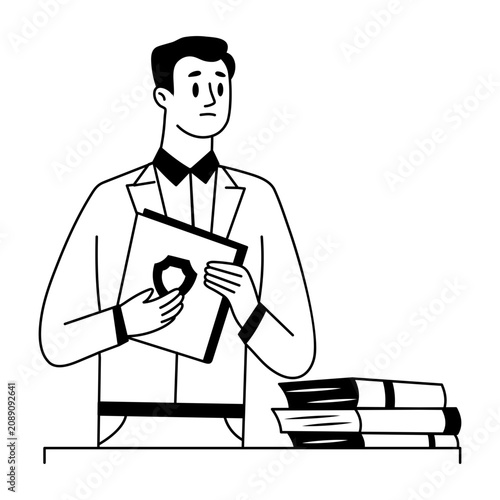 Obraz na plátně A hand drawn illustration of court attorney