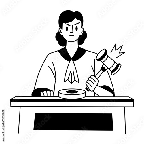 Obraz na plátně A hand drawn illustration of a female judge