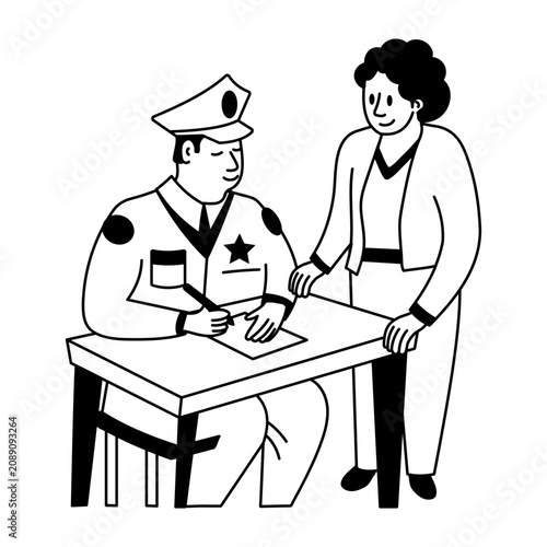 Obraz na plátne A character writing police complaint, hand drawn illustration