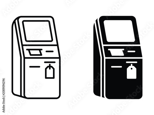 Fotografie Pair of icons depicting modern selfservice kiosks for ticketing or information w