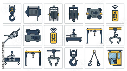Εκτύπωση καμβά Collection of Industrial Lifting Equipment and Components.
