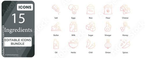 Food Ingredients Gradient Editable Icon Pack