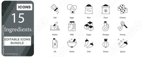 Food Ingredients Glyph Editable Icon Pack