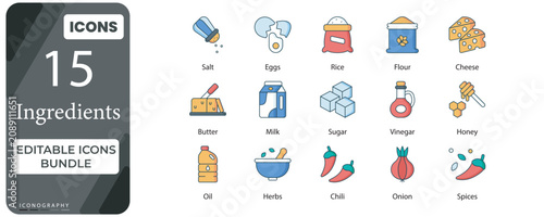 Food Ingredients Flat Editable Icon Pack