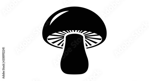 Vászonkép Black mushroom graphic illustration with mushroom rounded cap vegetation fungus