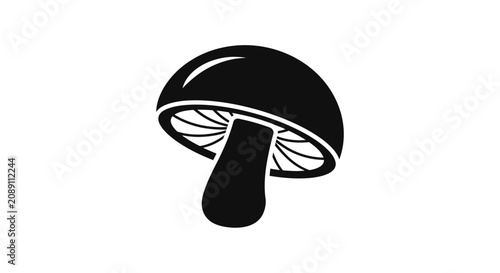 Canvastavla Black mushroom graphic on white background with ingredient vegetable cuisine hea