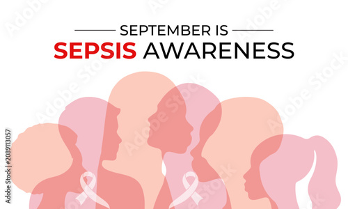 Sepsis Awareness Month with a soft healthcare theme. Suitable for medical education and awareness campaigns. Abstract human silhouettes Banner poster, flyer and background design template.