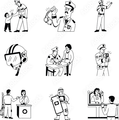 Pack of Hand Drawn Law And Security Illustrations 

