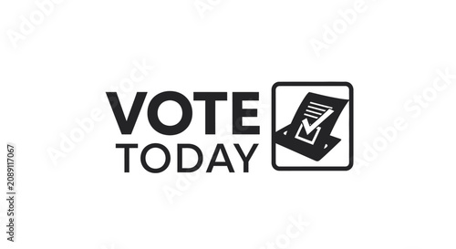 Tableau sur toile Vote today election symbol with ballot paper with black white graphic graphic wo