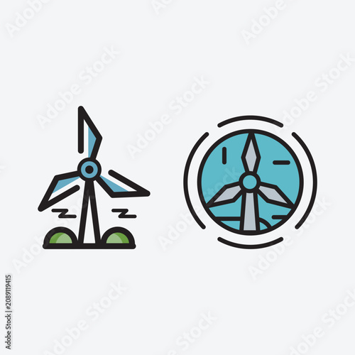 Modern Wind Energy Icon 