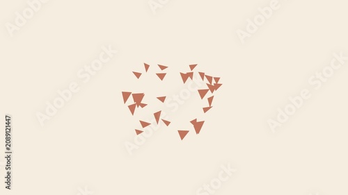 Minimalist motion animation 4k background, with floating geometric, triangles in soft, earth tones