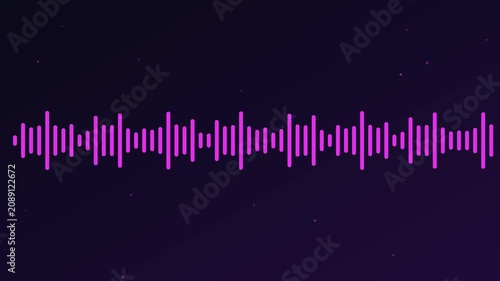 Neon pink audio waveform animation on dark 4k background, for music visualization, and digital media projects