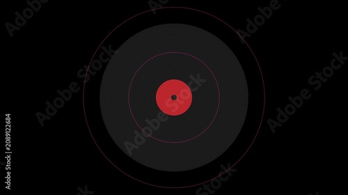 Minimalist vinyl record spinning animation: retro music concept loop 4k audio