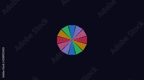 Rotating colorful pie chart loading animation on dark 4k background, for data visualization, and ui